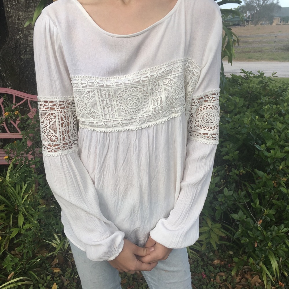 Girls peasant Shirt cream color